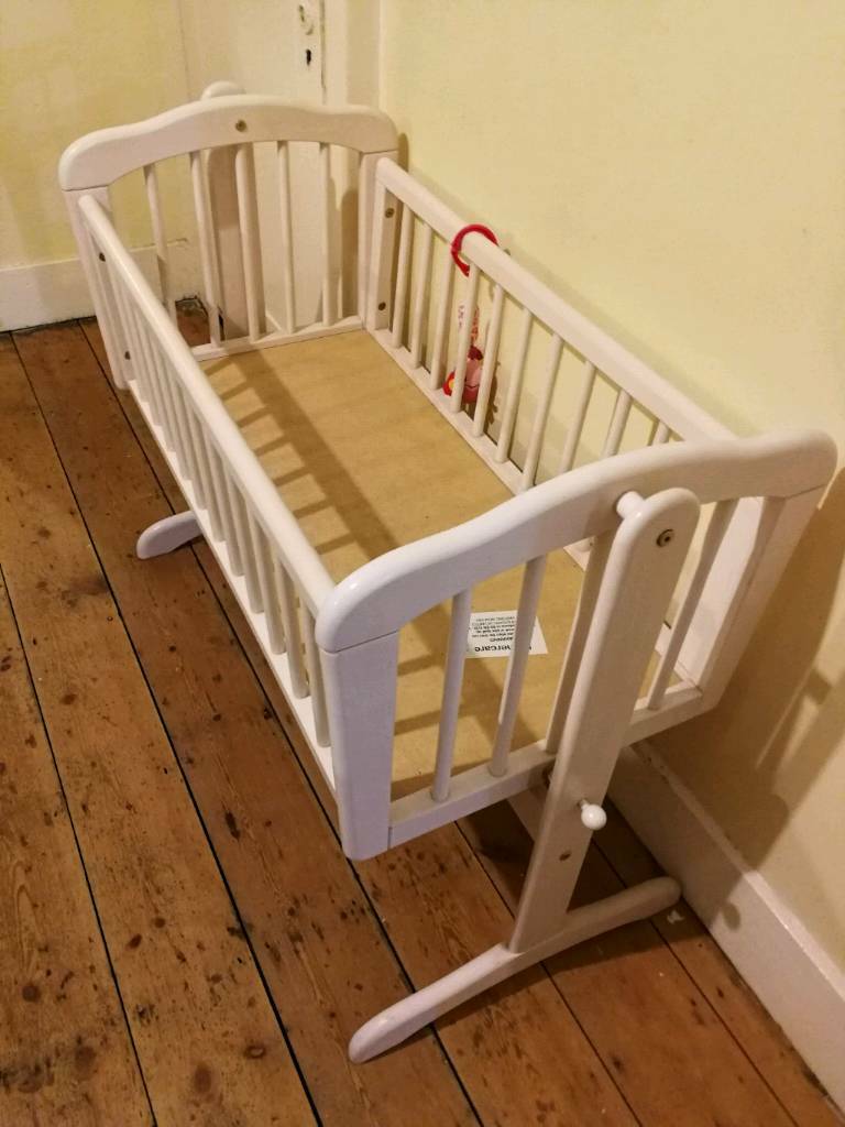 mothercare white swinging crib
